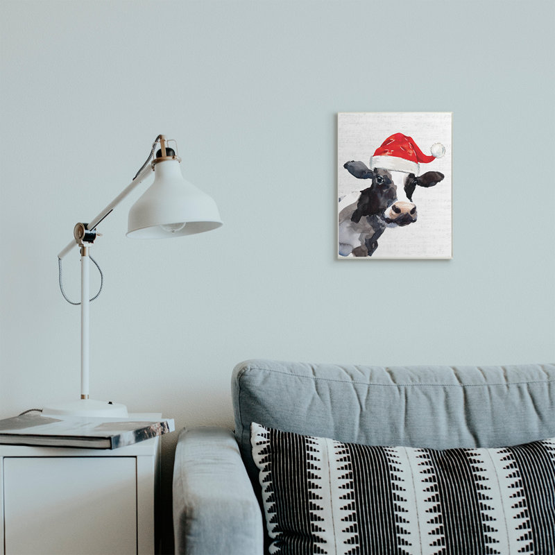 Reproduction d’art sur toile rouge vache de vache rouge, H 15 po x l 10 po x P 1,5 po, Plaque murale