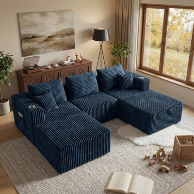 Canapé modulaire en velours côtelé 4 pièces Aldora