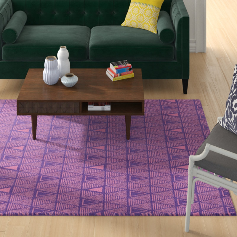 Triangles rose Tapis décoratif, Rectangle 5 pi x 7 pi