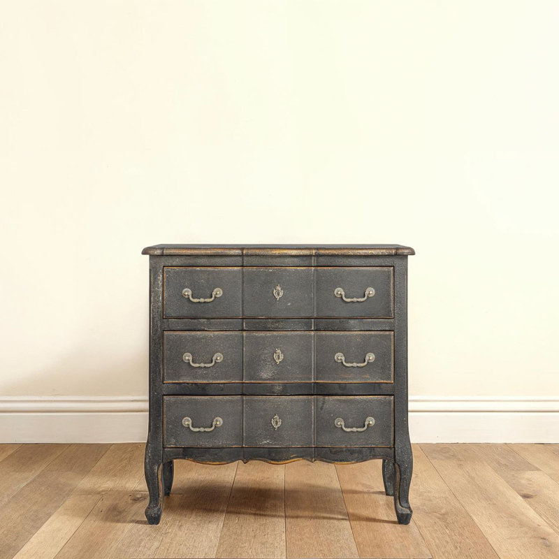 Wood Dresser Cabinet, Distressed Black
