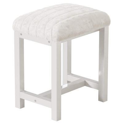 Petit tabouret de coiffeuse, tabourets de coiffeuse mignons avec coussin en fausse fourrure de lapin, fauteuil de coiffeuse blanc pour petits espaces, salon, chambre à coucher, vestibule, repose-pieds repose-pieds pour canapé Sillas Modern