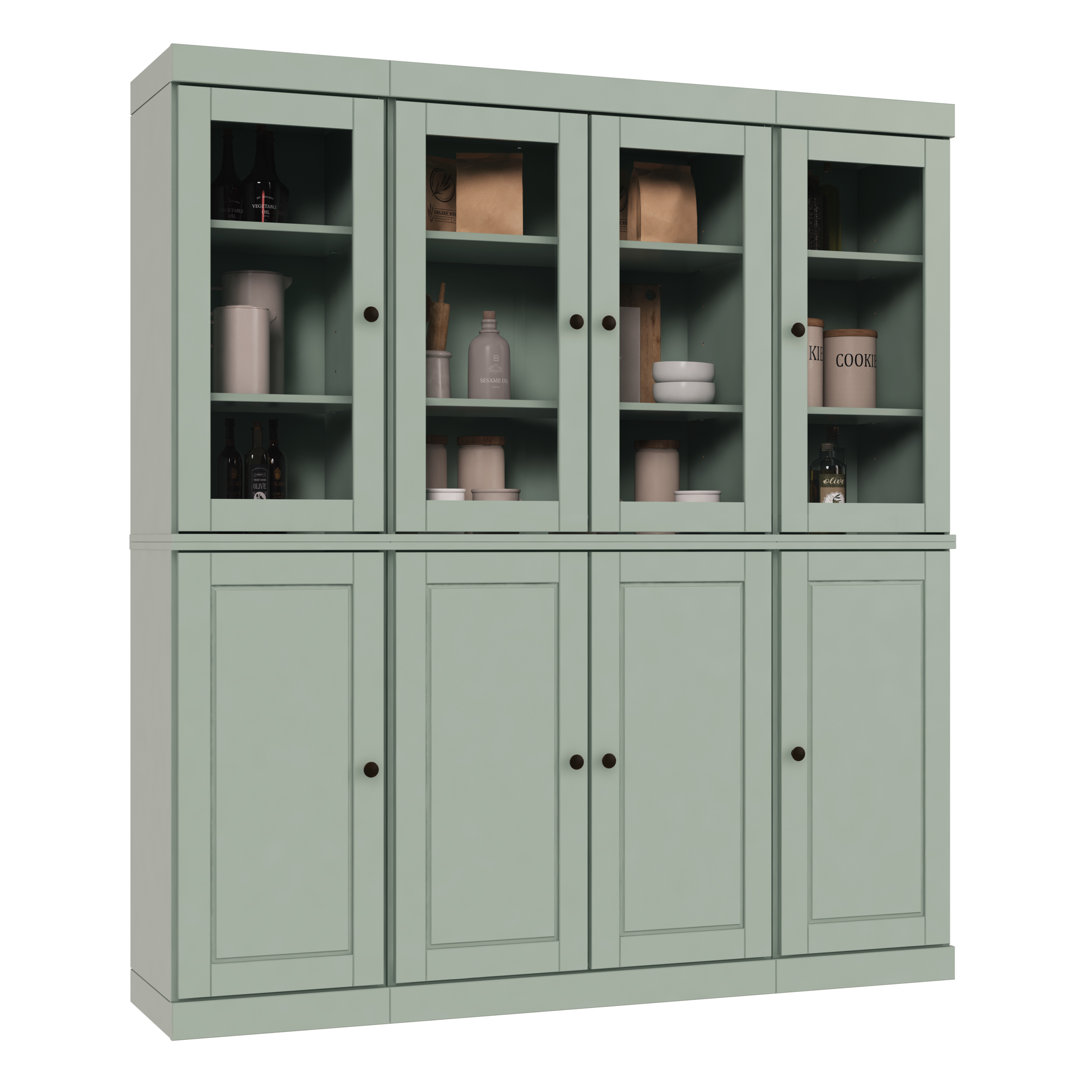 Lodman 100% Solid Wood 65" Pantry China Cabinet with Raised Panel, Clear Glass Doors & Adjustable Shelves Hokku Designs 