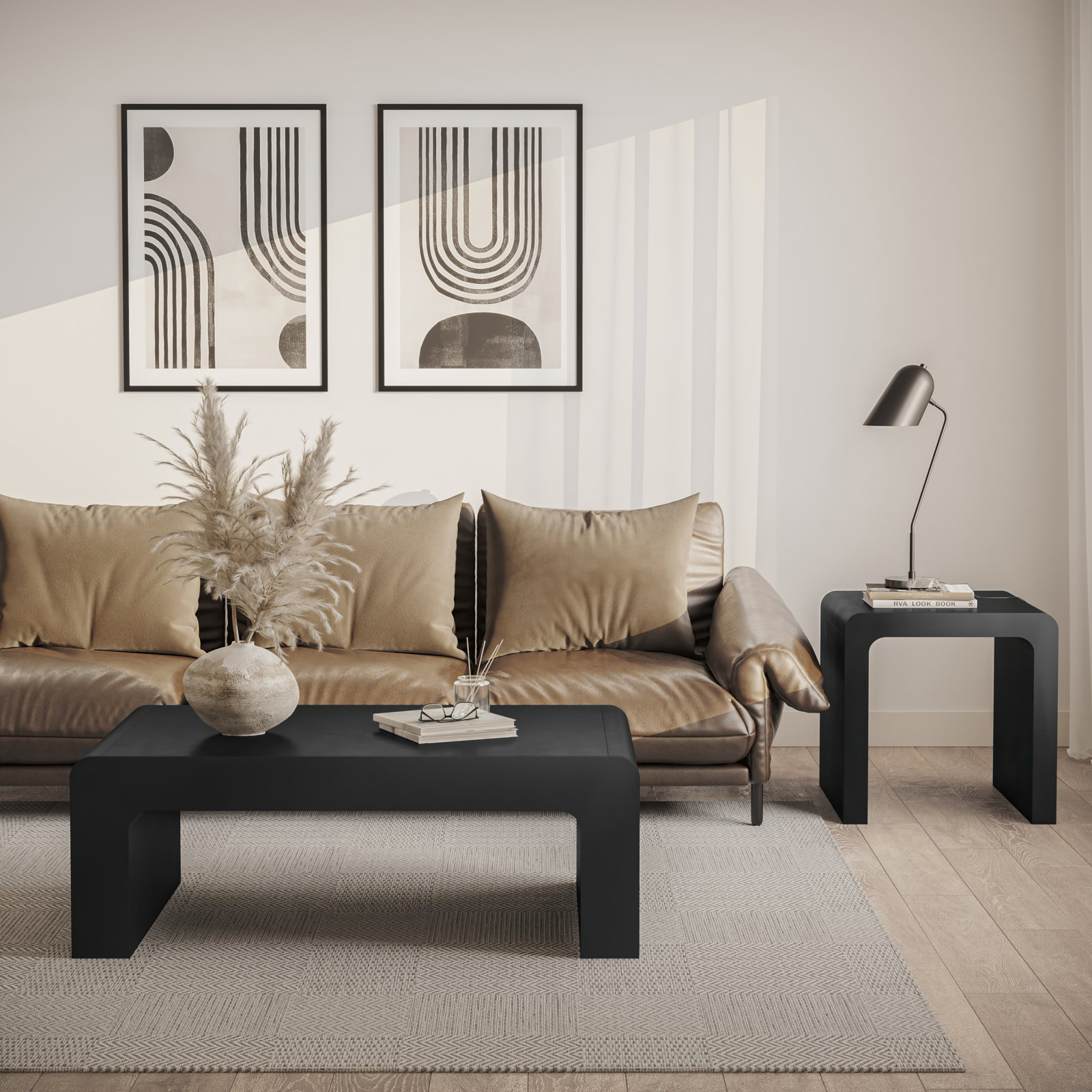 Runi Solid Wood End Table, Black