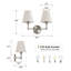 Éclairage de salle de bain à intensité variable 2 lumières 16 "avec abat-jour en lin-129914347-133144549-133144553