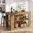 55" W Bar Table with 2 Storage Shelves, Rectangular Pub Table for Home Bar