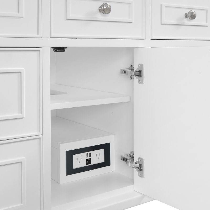 Lorelai 48'' W Single Vanity, Carrara White Marble, Bright White, 8" Widespread
