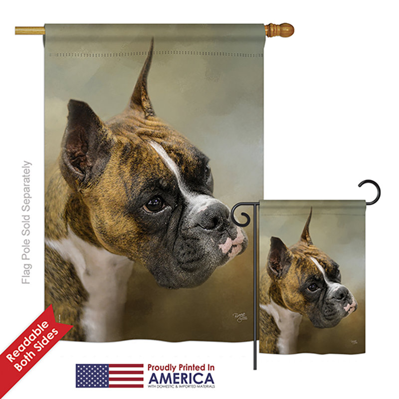 Boxer nature animaux, polyester de 2 côtés 40 x 28 po ensemble de drapeau