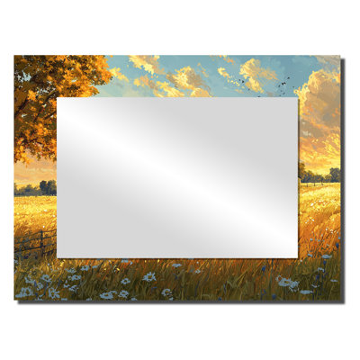 Countryside Golden Hour On The Farm I - Landscapes Mirror For Wall Art Decor - Printed On Metal