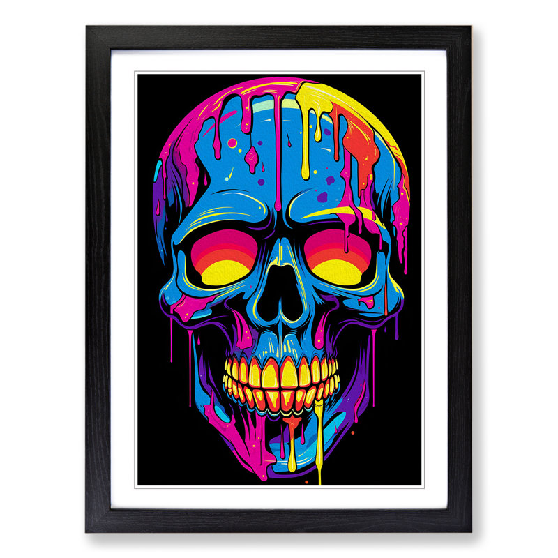 Skull Pop - Framed Print, 34cm H x 25cm W x 2cm D, Black