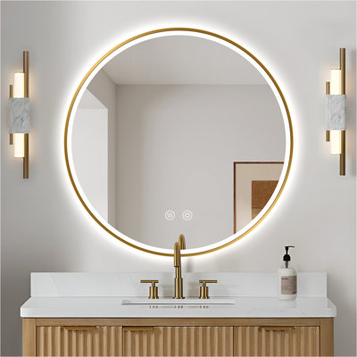 Miroir de salle de bain rond à DEL rétro-éclairé