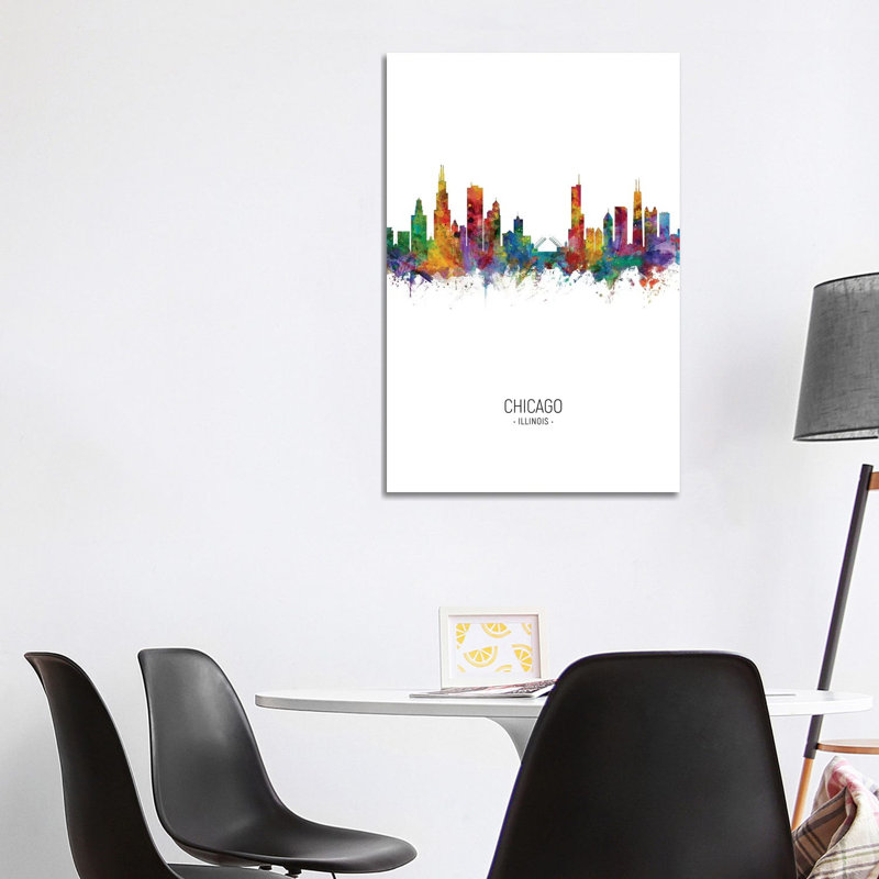 Chicago Illinois Skyline Portrait by Michael Tompsett - Wrapped Canvas Print, 30.48 cm H x 45.72 cm W