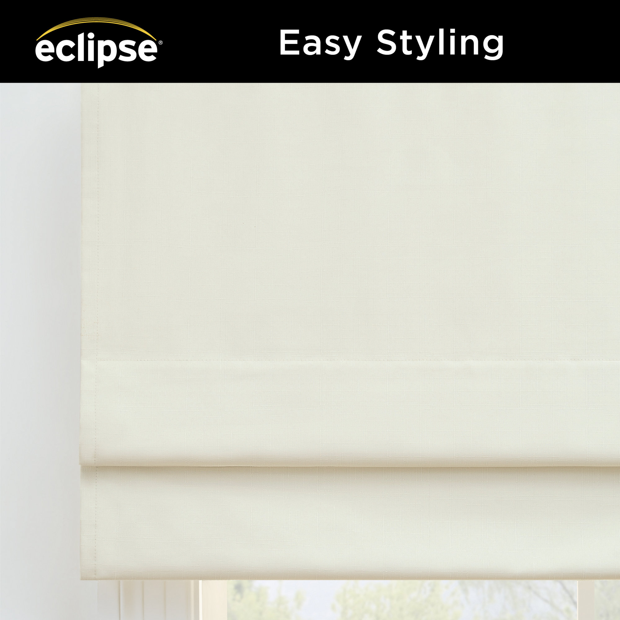 Eclipse Kylie Blackout Roman Shade, Ivory, 23"W x 64"L
