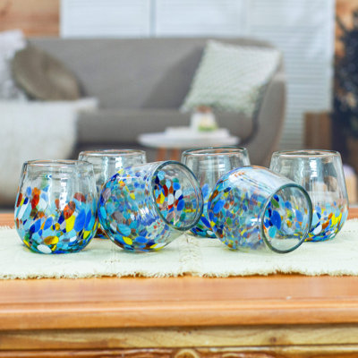 Rienne 13 oz. Handmade Stemless Wine Glass Set
