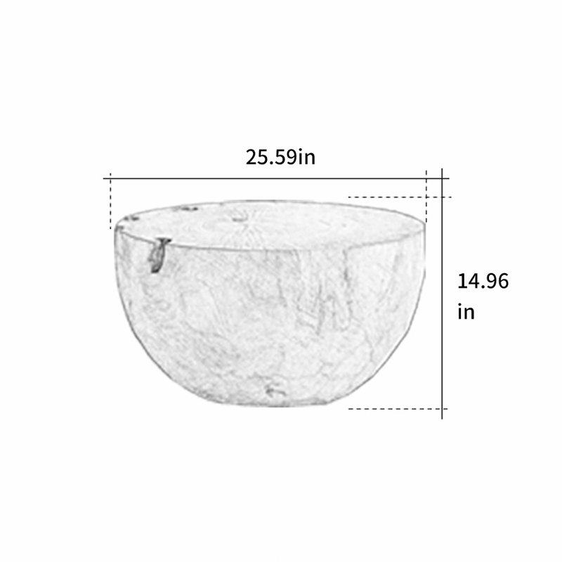 Table basse ronde ronde irrégulière avec charme naturel, H 14,96 po x l 25,59 po x P 25,59 po