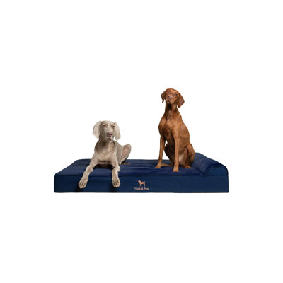 Large Dog Bed, Orthopedic Dog Beds, Eggshell Memory Foam Infused with Cooling Gel, Waterproof, Machine Washable, Includes Inner Cover (Denim Collection)