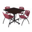 Table de salle de repos carrée Nicklo, chaises empilables 4 M-32668306-32668303-40142456