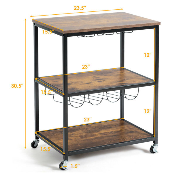 Ebern Designs Cascadera Metal Bar Cart & Reviews | Wayfair