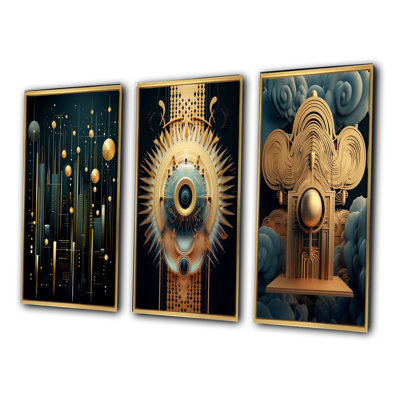 «Visionary Geometric Awakening Of Consciousness», 3 pièces sur toile