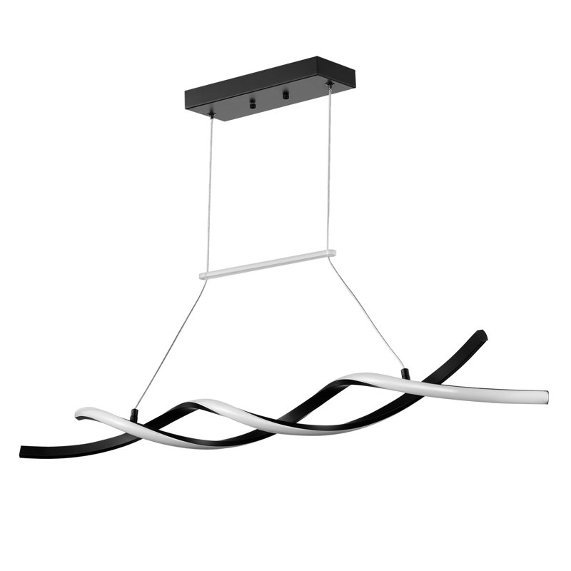 Modern Black and Crystal LED Pendant Light with Adjustable Ropes