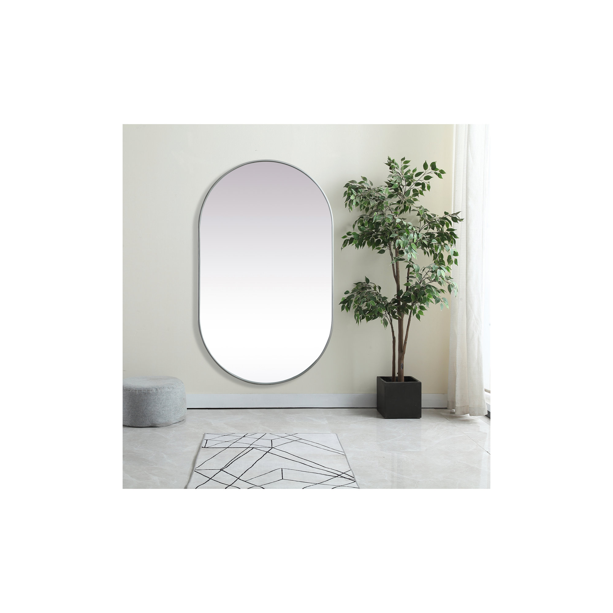 Elington Metal Oval Mirror, 60"  x 36" , Silver