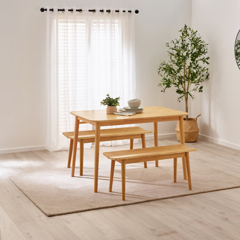 Abelina 4 - Person Dining Set, 3 Pieces: Table, 2 Benches