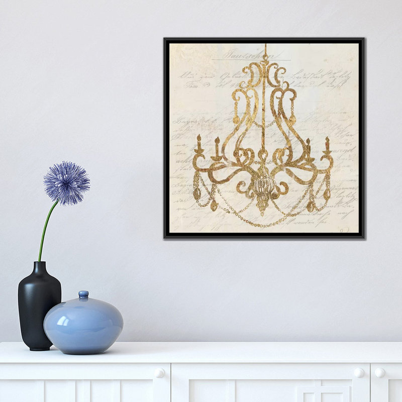 « golden lustre i », impression sur toile, H 18 po x l 18 po x P 1,5 po, Toile avec cadre noir, Pas de tapis