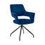 Chaise d'appoint de salle à manger Hadley en velours bleu avec finition noire-654445188
