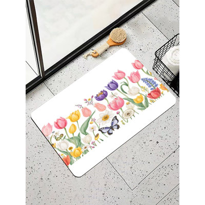 Tapis de bain Spring Tulips Border, 16 x 24 po