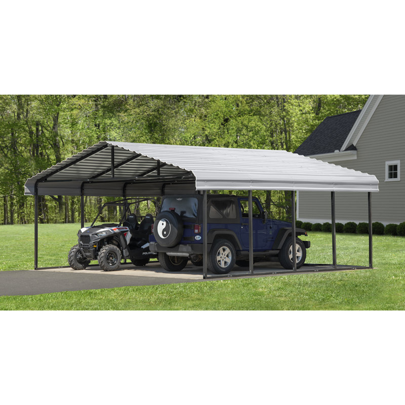 Galvanized Steel Carport, 20X20X7, Eggshell