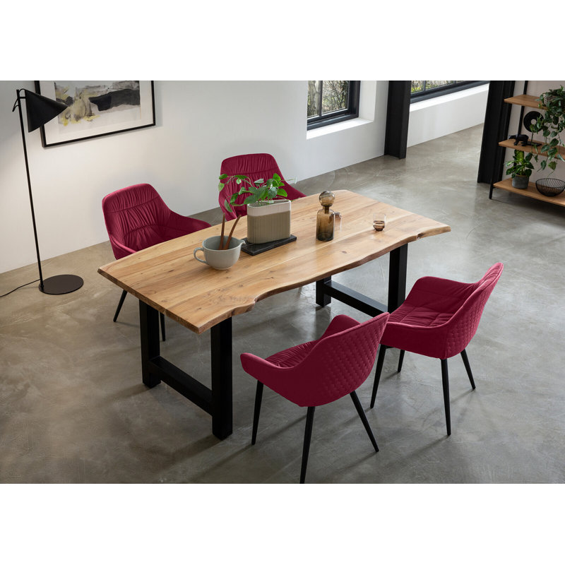 4 - Person Dining Set, Black/Red/Natural, Natural/Red/Black, 75cm H x 160cm W x 85cm D