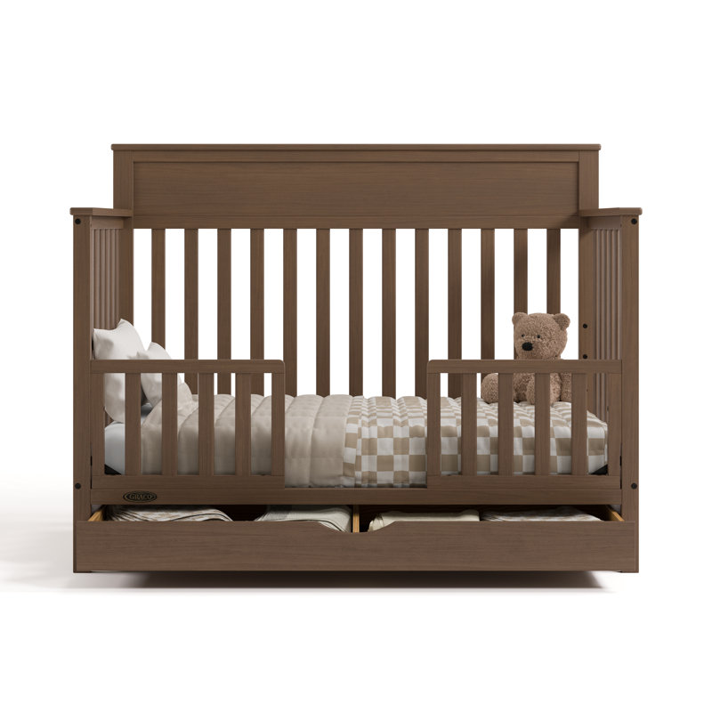 Shiloh 5-In-1 Convertible Crib With Drawer, Hazelnut