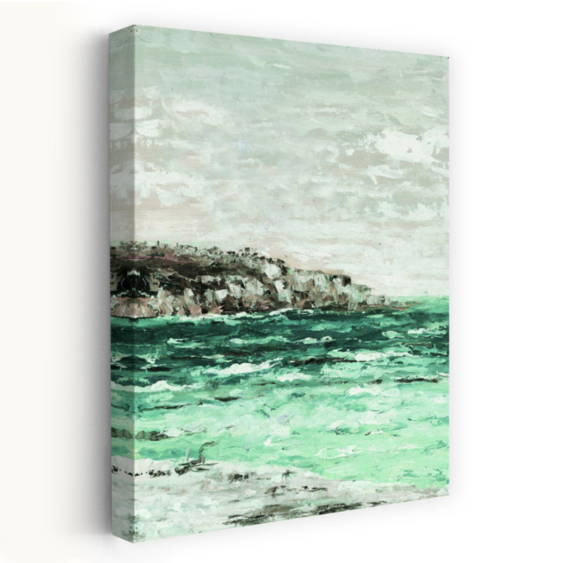 Paysage marin abstrait brumeux, art abstrait, H 24 po x l 16 po
