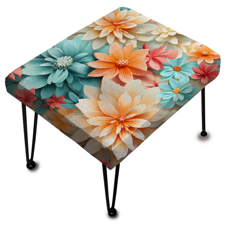 Boho Pastel Floral Mandala Harmony - Floral Rectangle Ottoman