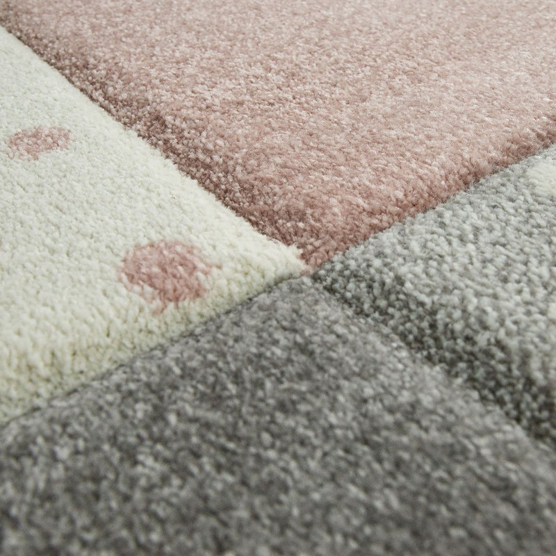 Lewin Geometric Area Rug, Square 4'4", Pink