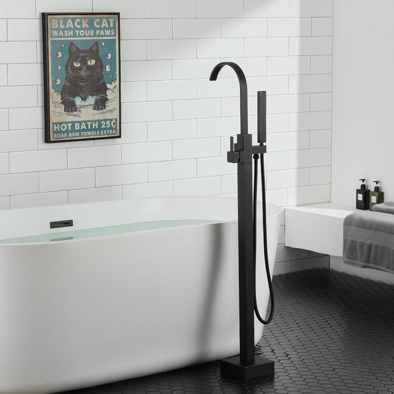 Single Handle Floor Mounted Tub Faucet, Matte Black