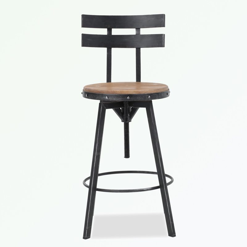 Tabouret de bar pivotant réglable en hauteur Keyosha, 1, Naturel, Tabouret de comptoir (siège d'une hauteur de 25,5