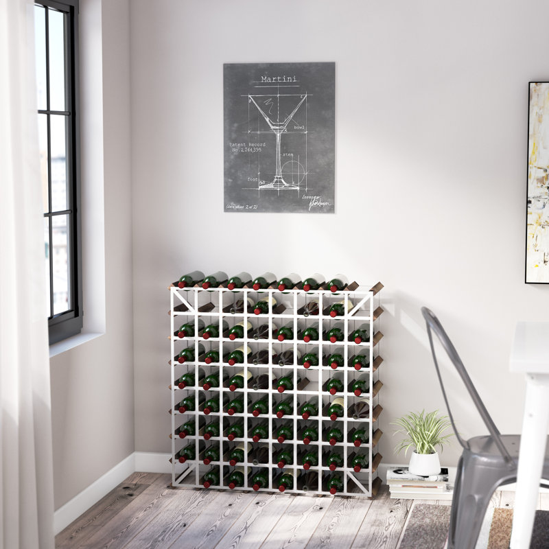Liddle 72 Bottle Floor Wine Bottle Rack, Black Stained / Galvanised Steel