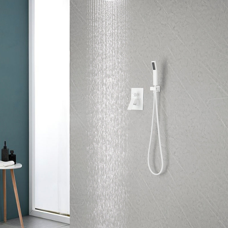 Rain Shower Head High Pressure Rainfall Showerhead Water Saving, White