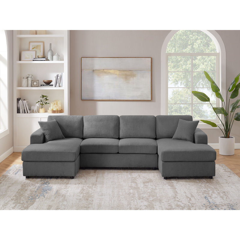 Canapé modulaire rembourré 3 pièces Laiton, 100 % polyester gris