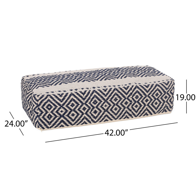 Pouf rectangulaire bleu et blanc Juniper