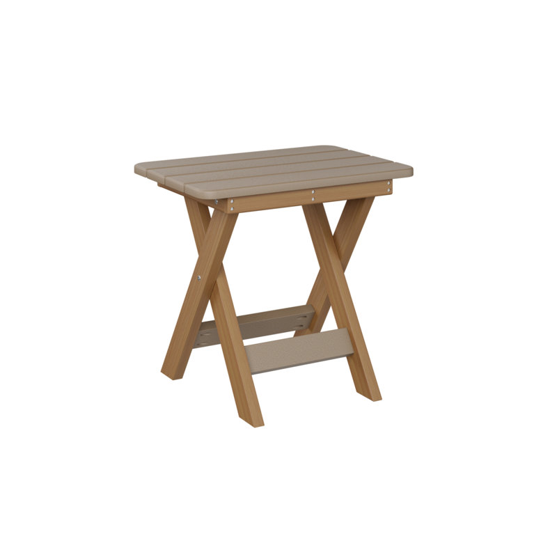 Berlin Gardens Folding End Table, Weatherwood, Natural Teak