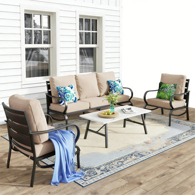 Thaddeus moderne avec canapé 3 places et 2 chaises fixes