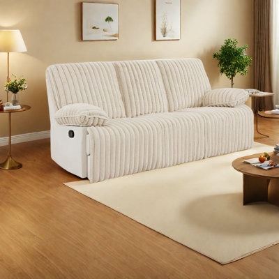 Space-saving Beige Corduroy Reclining Sofas For Modern Homes