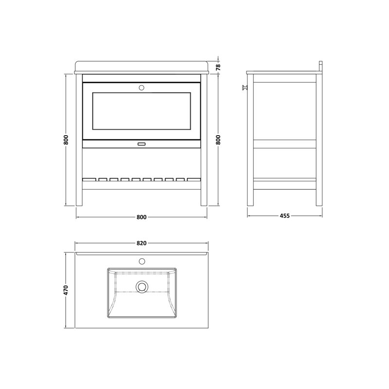 Hartleigh Single Bathroom Vanity with Under Slung Natural Marble Vitreous China Basin, Hunter Green, 82cm W