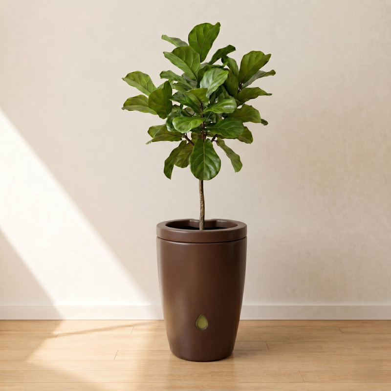 Vutyo ECOBO 15.7 inches Eco-Friendly Round Pot Planter, MaresiaIndoor/Outdoor For Season Use, Brown, 1