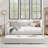 Daybed with trundle - upholstered sofa bed, vertical stripes, linen fabric-1149676572-1149676571
