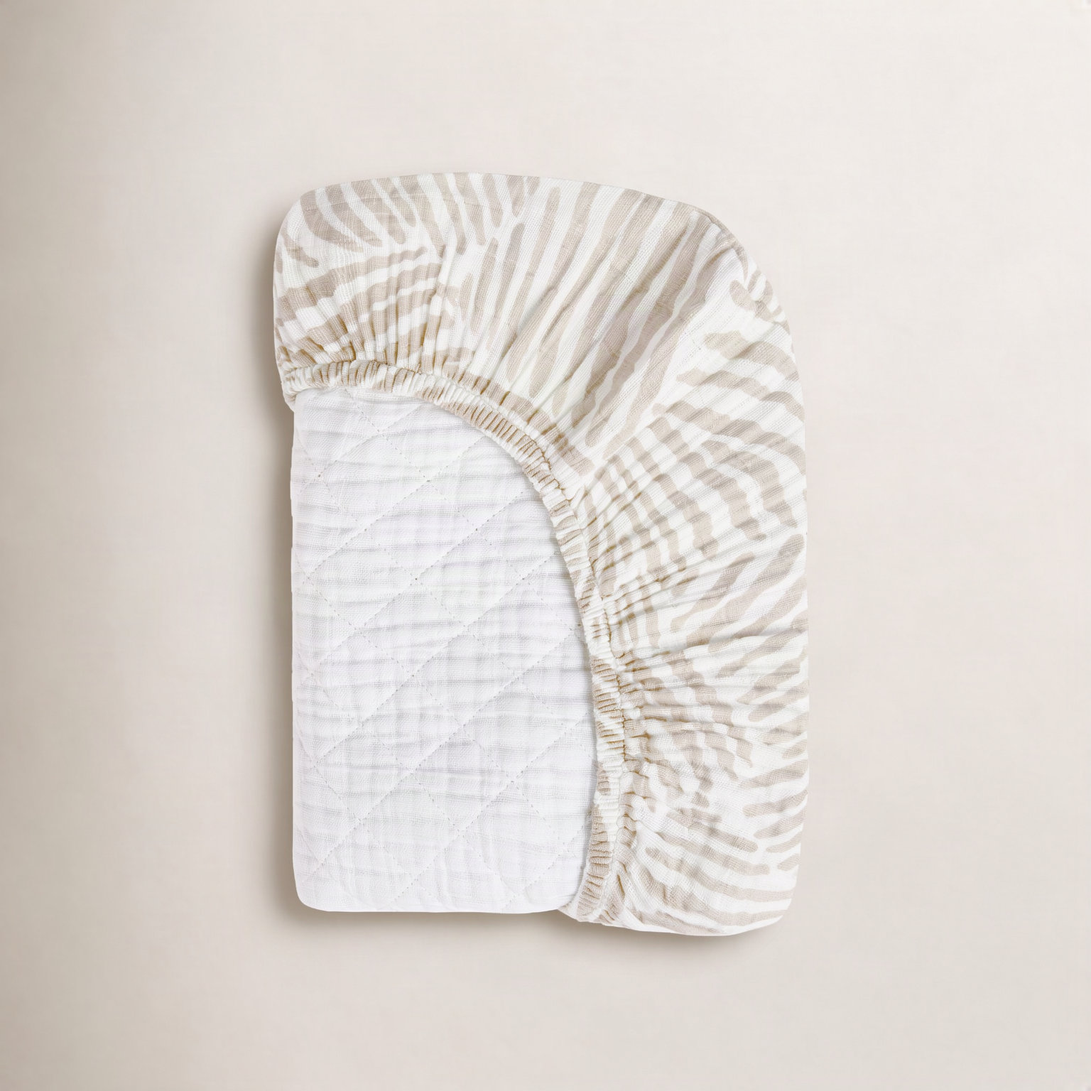 Oat Stripe Quilted Muslin Changing Pad Cover