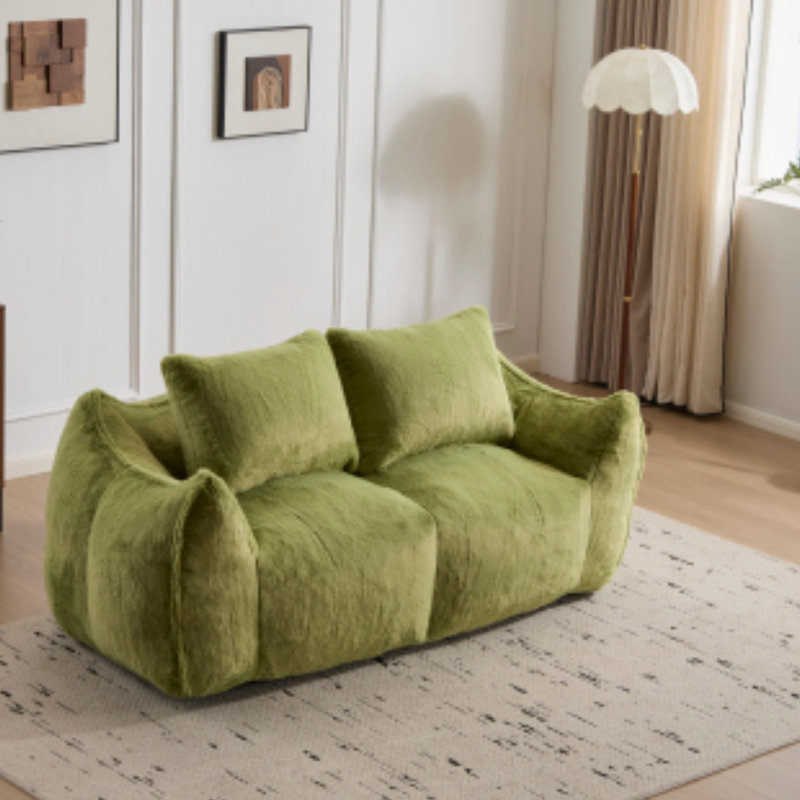 Giant Bean Bag Couch for Adults, Ultra Soft Fluffy Loveseat Bean Bag Sofa, Boneless Oversized Chase Lounge Chair Indoor for Living Room Bedroom, No Assembly Required Cozy Reading Chair with Pillows