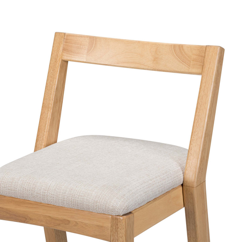 Ensemble de 2 tabourets d'intérieur en bois d'hévéa avec sièges rembourrés confortables et dossiers ergonomiques pour espaces variés