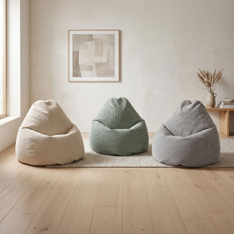 Shara Bean Bag, Sage Corduroy, Polystyrene Beans
